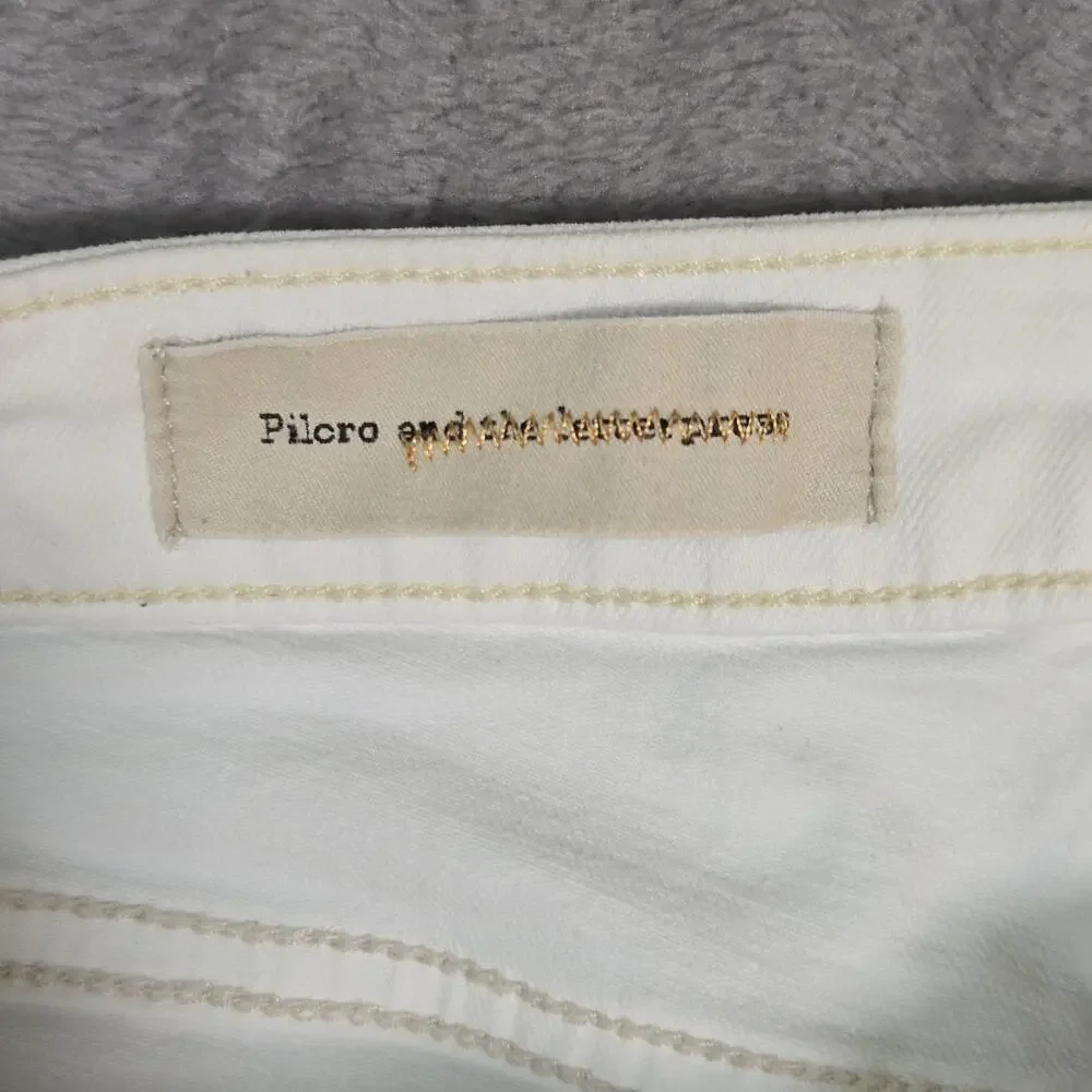 Pilcro Anthropologie Shorts Women’s 28 White Stet Denim Low Rise Jean Shorts - Picture 3 of 9